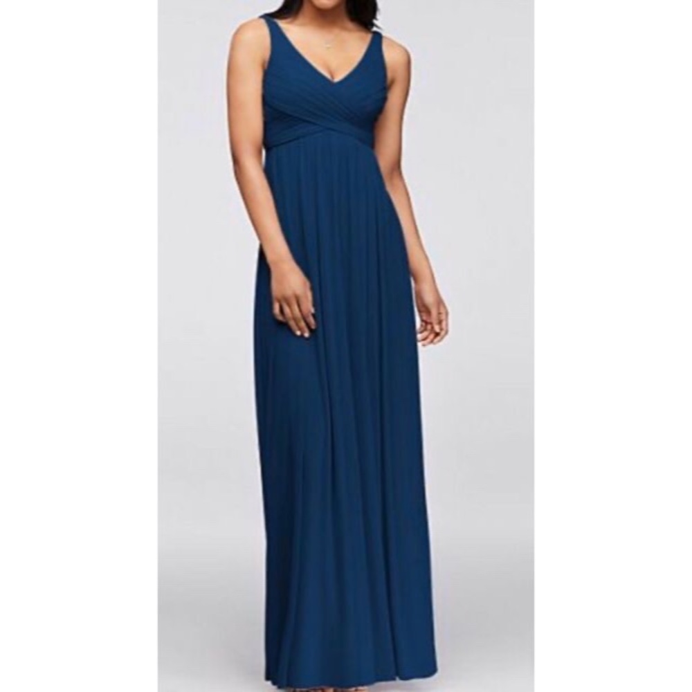 Long Mesh Dress with Cowl Back Detail in Marine